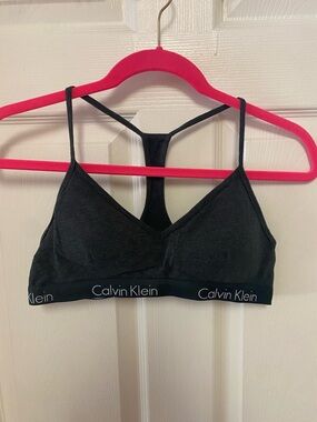 Calvin Klein Dark Gray Logo Elastic Racerback Bralette